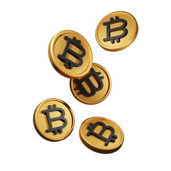 Floating 3D Bitcoin Coins in a Dynamic Layout png