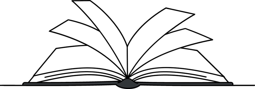 Open book with pages fanned out in a simple, minimal design showcasing the beauty of reading in art vector