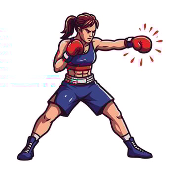 Female boxer in boxing stance illustration vector
