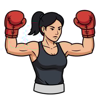 A woman with boxing gloves on her hands vector