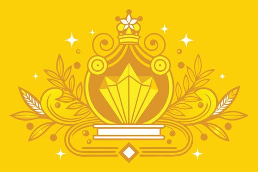 Golden Crowned Jewel, Floral Ornament, Yellow Luxury Design vector