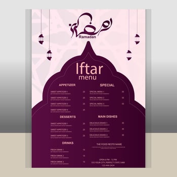 Ramadan food menu design vector