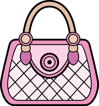 A stylish pink handbag with elegant details, ideal for fashion and accessories themes. vector