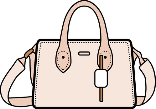 A beige designer purse with a structured style, perfect for elegant outfits. vector