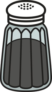 A black pepper shaker with a classic design, perfect for kitchen and dining themes. vector