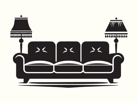 Silhouette collection of sofas and couches in monochrome vector