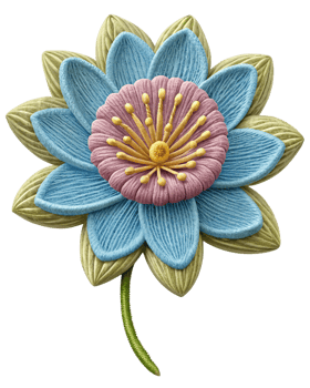 Floral embroidery pattern with precise details and transparency png
