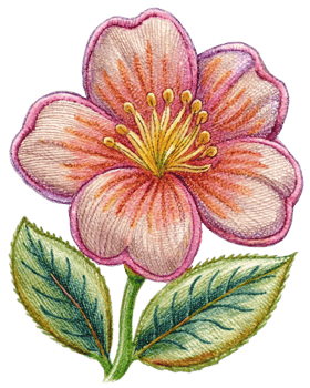 Single flower embroidery pattern with transparent background png