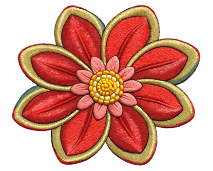 Exquisite flower embroidery pattern with transparency png