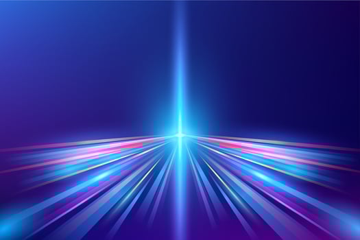 Futuristic neon speed motion rays, glowing digital background vector