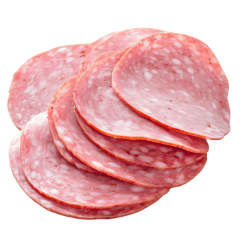 Sliced salami isolated on transparent background. png