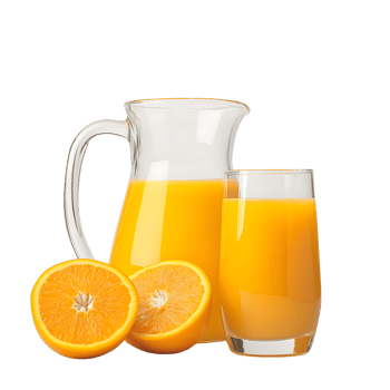 A pitcher of orange juice and a glass of orange juice png