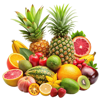 Fresh Juicy Fruits isolated on transparent background png