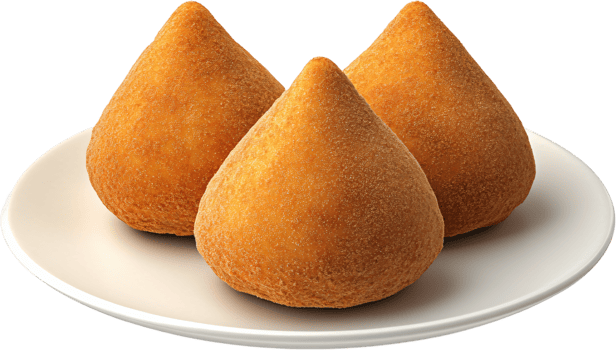 Golden-brown, tear-drop shaped snacks resting on a white plate, showcasing their crispy, flavorful goodness, ready to be enjoyed. png