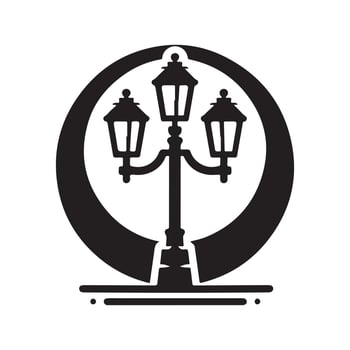 Stylish Lamp Post Black Icon vector