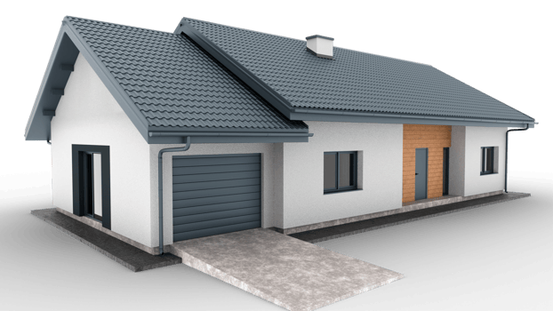 3d render modern house with gray roof with transparent background png