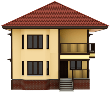 3d render two story house with transparent background png