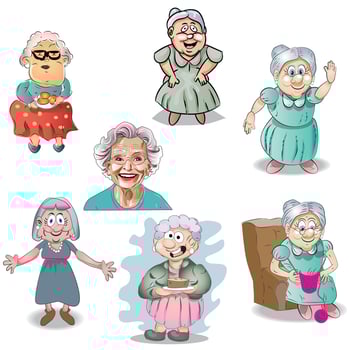 Grandma Drawing and Illustration set vector