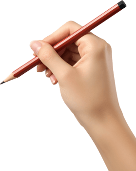 A hand is holding a pencil, ready to write or draw on something. The background is a solid black to provide contrast and highlight. png