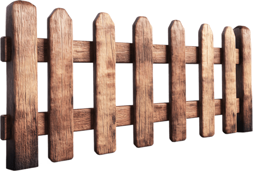 Rustic wooden fence, weathered and charming, defines boundaries with natural beauty. A garden's subtle enclosure. A country style statement. png