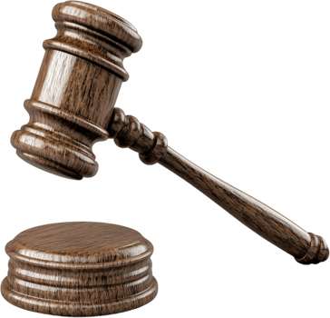 Wooden gavel for legal proceedings. Impartiality in court ensures the fair trial of all people. Due process is a fundamental right. png