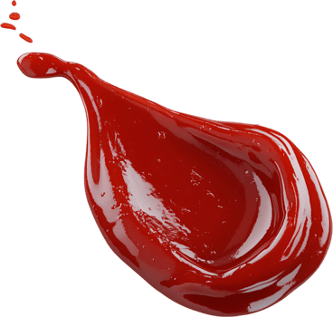 Vibrant red sauce splash with a glossy sheen. This thick tomato-based sauce is perfect for dipping or flavoring dishes with a zingy kick. png