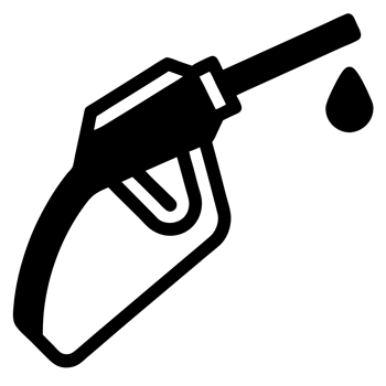 A bold, black icon of a fuel pump nozzle cutouts png