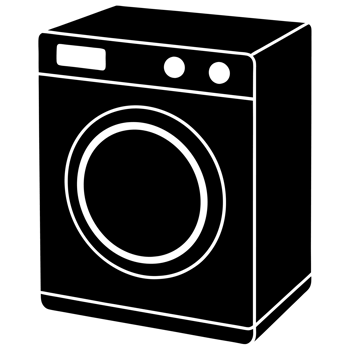 A black silhouette of a washing machine cutouts png