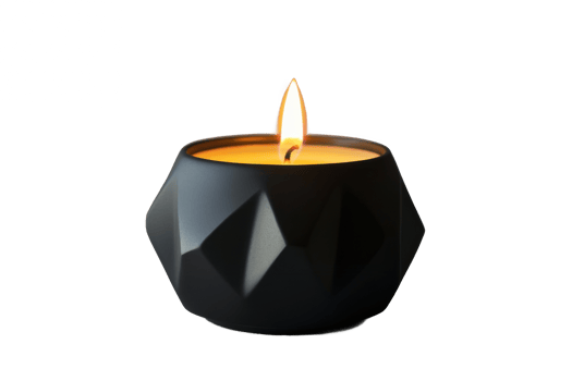 Black geometric candle image, showcas Dewy Sheen png