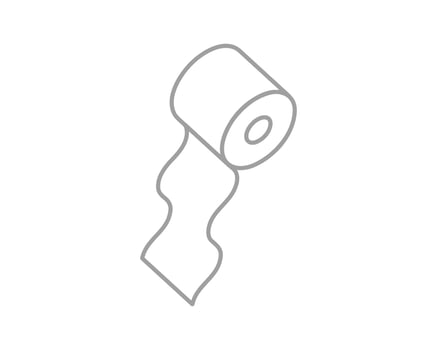 Simple grey line art illustration of a roll of paper unfurling. Perfect for minimalist designs, websites, apps, or presentations needing a clean, modern aesthetic. vector