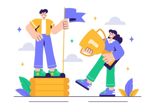 Ambitious Entrepreneur Climbing the Ladder of Success Illustration vector