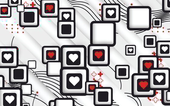 Geometry design with love-themed background and white stripes vector