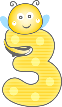 Cute Bee Animal, Number 3 png