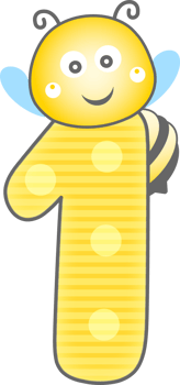 Cute Bee Animal, Number 1 png