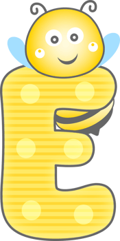 Cute Bee Animal, Letter E png