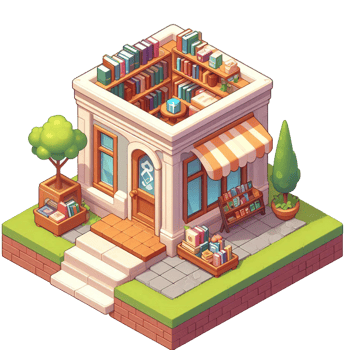 3D Isometric Bookstore Icon. png