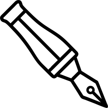 Fountain pen in outline icon style, arts and literature theme. png