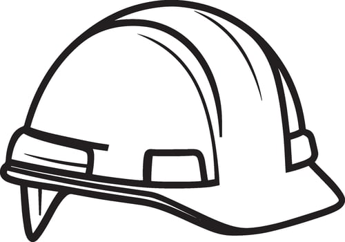 Crisp and clean outline of a hard hat in black linear design. vector