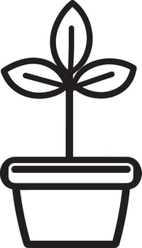 Black outline of a plant icon in a clean, simple design. vector