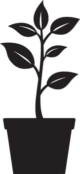 Black silhouette of a plant icon with a clean, simple design. vector