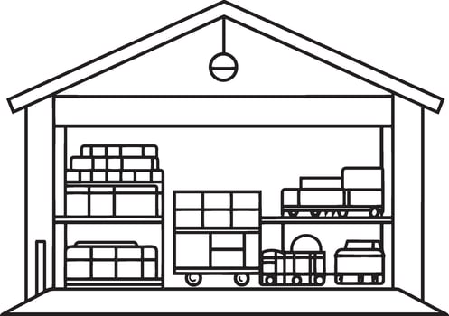 warehouse clean simple linear outline black illustration vector