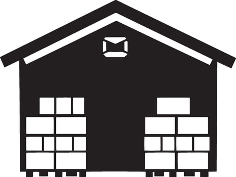Minimalistic black illustration of a warehouse symbol. vector