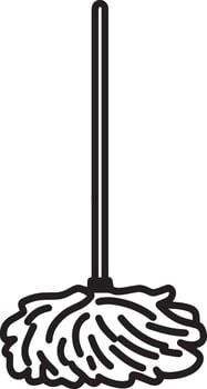 Black outline of a mop icon in a clean, simple design. vector