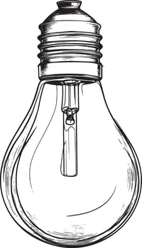 lightbulb clean simple linear outline black illustration vector