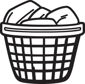 laundry-basket clean simple linear outline black illustration vector