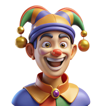 impressive contemporary impressive rustic Portrait of a mischievous jester with colorful makeup, bells, and a mocking smile, dynamic lighting, vibrant comic book style, original 4K png