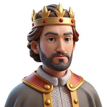 magnificent vintage extraordinary modern Portrait of a regal king with a crown, ermine robe, and a stern expression, dramatic chiaroscuro lighting, Renaissance painting style, high quality detailed png