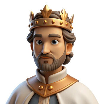 magnificent contemporary dramatic artistic Portrait of a regal king with a crown, ermine robe, and a stern expression, dramatic chiaroscuro lighting, Renaissance painting style, exclusive genuine png