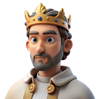 elegant classic vibrant creative Portrait of a regal king with a crown, ermine robe, and a stern expression, dramatic chiaroscuro lighting, Renaissance painting style, genuine detailed png