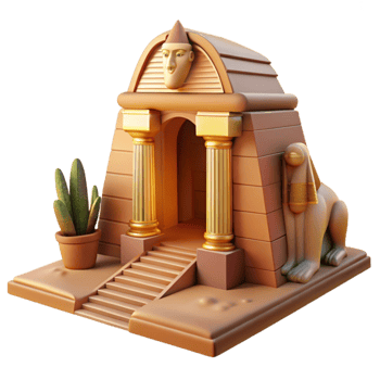 elegant creative beautiful contemporary A mysterious sphinx guarding a hidden temple entrance, warm, desert lighting, ancient Egyptian style original authentic png
